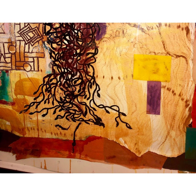Abstract Expressionism Terence La Noue, Huge Abstract Modernist "August Series" Mixed Media Monotype Colorful Painting, 1990 For Sale - Image 3 of 12