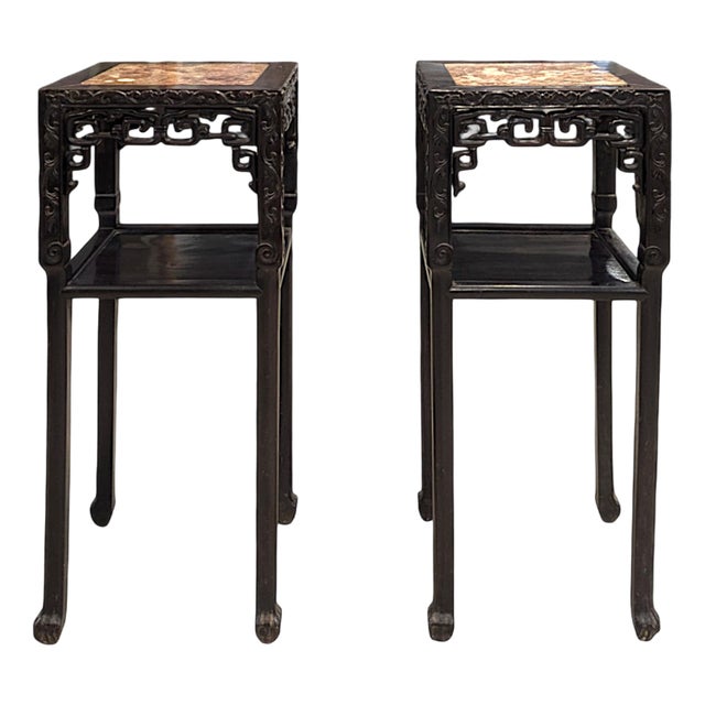 Late 19th Century Qing Dynasty Sellette Tables, Set of 2 For Sale