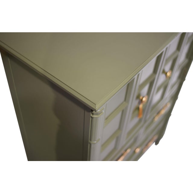 Mid Century Transitional 9 Drawer Highboy by Henredon in Green - Newly Painted For Sale - Image 11 of 15