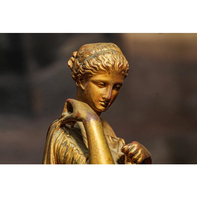 19th Century Quality French Antique Victorian Neoclassical Gilt Bronze Statue Sculpture of Woman For Sale - Image 5 of 12