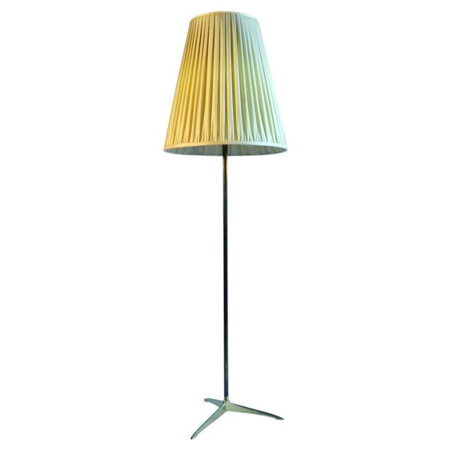 Brass and Silk Floor Lamp by J. T. Kalmar for Kalmar, 1950s For Sale - Image 12 of 12