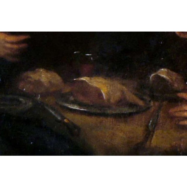 Black 18th Century Italian Old Master Two Monks Eating Lunch with Cathedral in Background For Sale - Image 8 of 11