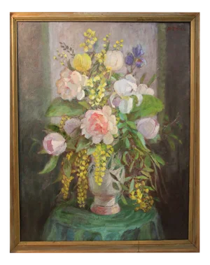 Augusta Thejll Clemmensen, Bouquet in a Vase, 1930, Oil on Canvas, Framed