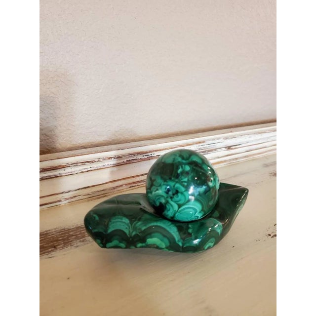 Green Malachite Carved Vide Poche Stones - a Pair For Sale - Image 8 of 8