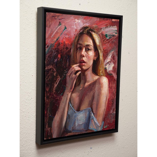 In "Secret Desire," the artist captures a moment of introspection through the portrayal of a figure with a contemplative...