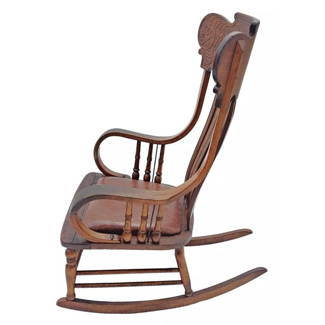Antique 1890s Victorian Oak Rocking Chair – Large Pressed Back Rocker ...
