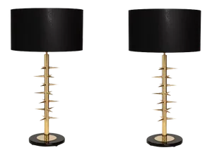 1970 Mazda Style Table Lamps Gilded Brass and Murano Glass, Italy - a Pair EU Wired