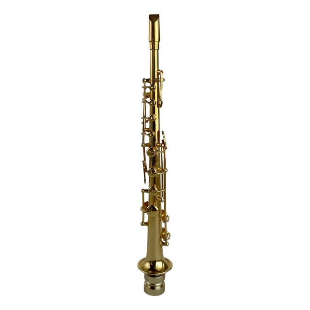 Brass Soprano Saxophone Lamp Finial on Golden Brass Hardware For Sale