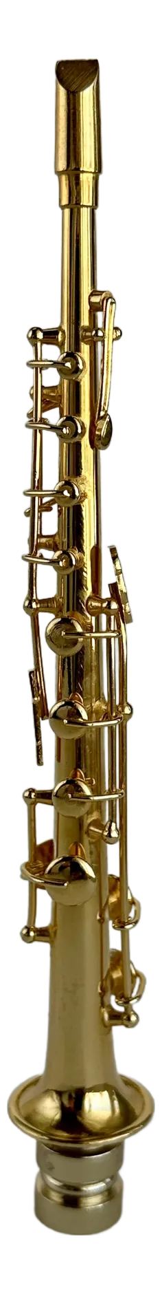 Brass Soprano Saxophone Lamp Finial on Golden Brass Hardware