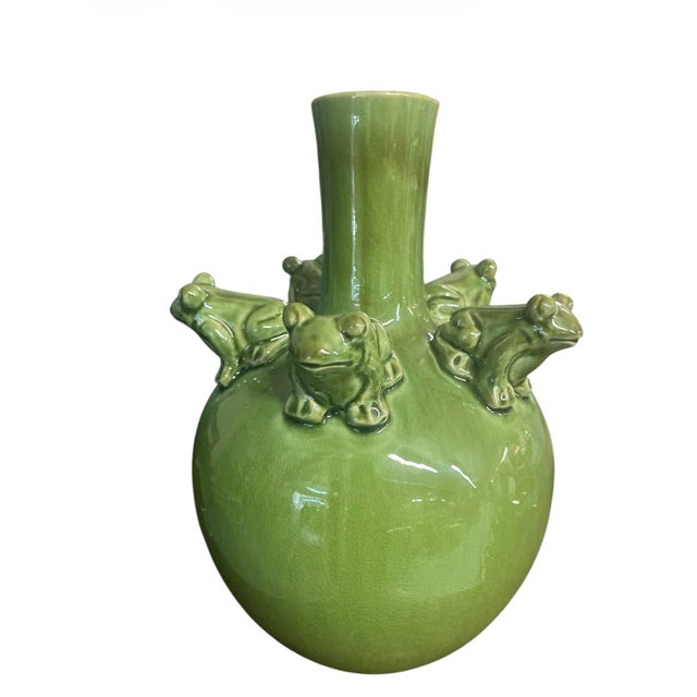 Whimsical Italian Ceramic Frog Bud Vase For Sale - Image 4 of 10