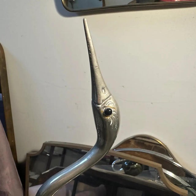 Two 1960s Modern Silver Plated Sculptures of Herons by De Stijl Firenze For Sale - Image 12 of 16