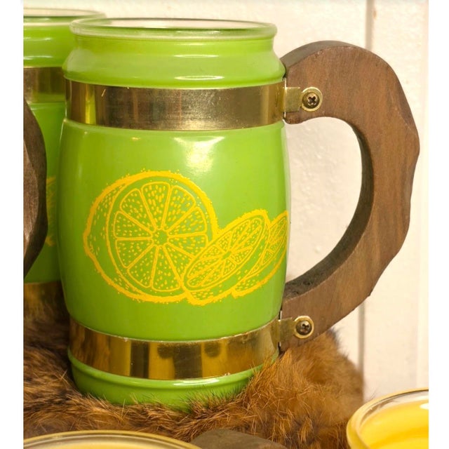 Vintage Retro 20 Oz Mugs Wood Handles - Set of 6 For Sale - Image 10 of 11