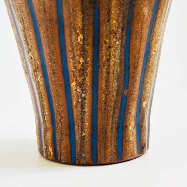 Blue Striped Studio Pottery Cup For Sale - Image 4 of 8
