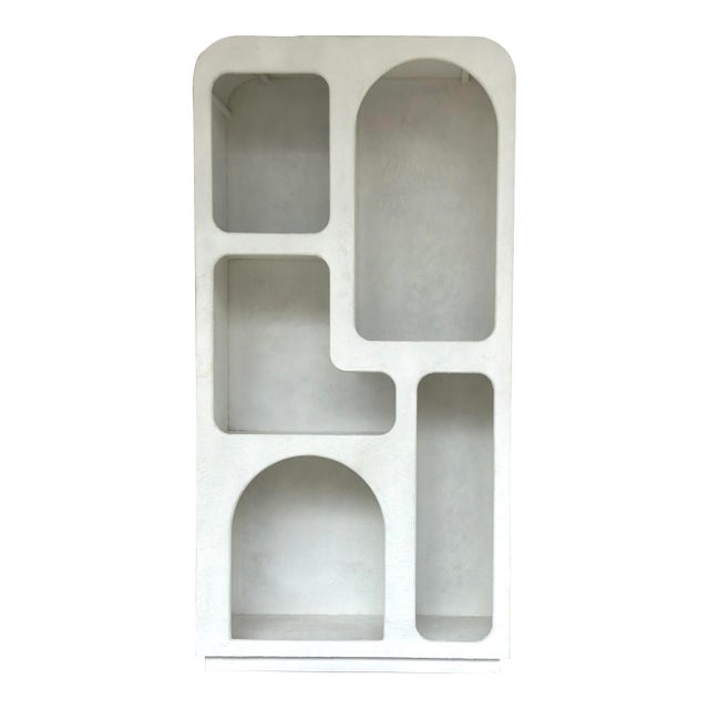 Modern Textured White Bookcase For Sale