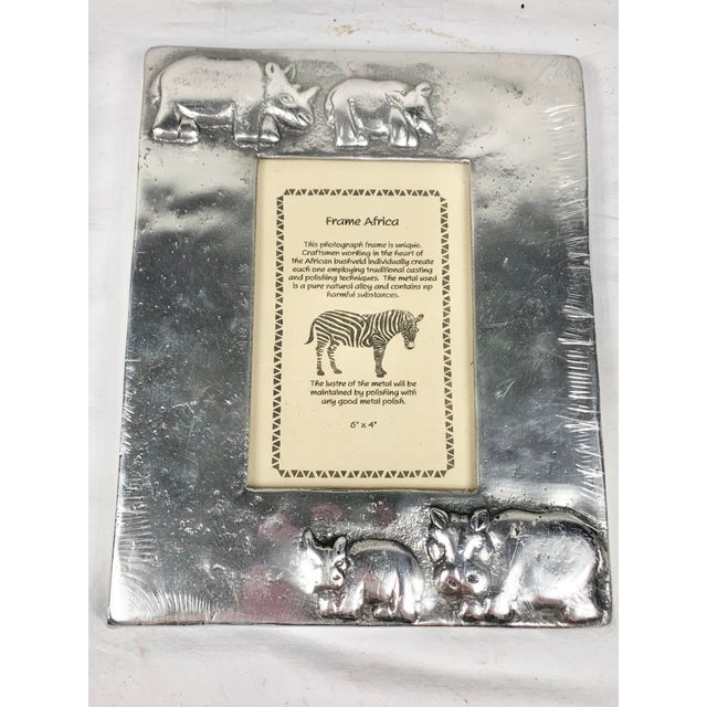 Pewter Hippo and Rhino South African Picture Frame Chairish
