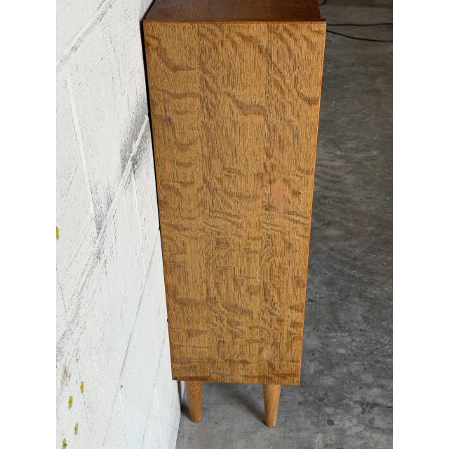 1960s Oak Glass Cabinet With Leaded Doors Danish Mid-Century Modern 1960s For Sale - Image 5 of 11