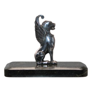 Silver Plate Sphinx on Marble Base from WMF, 1890s For Sale