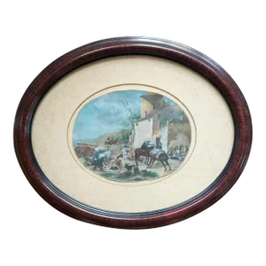 17th or 18th Century Old Master Gouache Painting After "The Travelers' Dinner" by Jan Miel