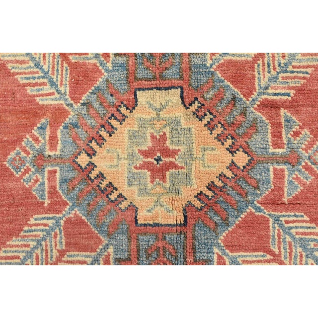 Red Kazak Rug 5'8'' X 8'3'' Red Wool Tribal Hand-Knotted Oriental Carpet For Sale - Image 8 of 12