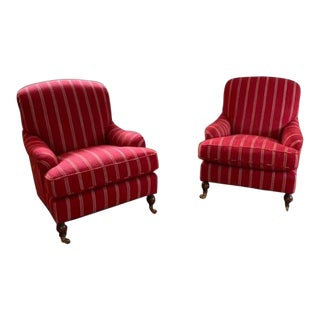 Custom Club Chairs With Casters - a Pair For Sale