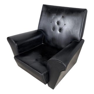 Mid-Century Modern Black Leatherette Club Chair, 1960s For Sale
