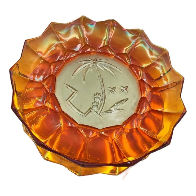 Vintage Iridescent Glass Plate, 1940s For Sale