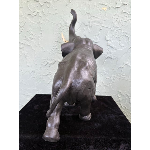 1930s Antique Copper-Plated Cast Iron Elephant Sculpture With Raised Trunk, Circa 1900–1930 For Sale - Image 5 of 12