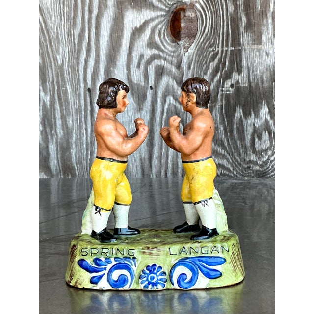 Early 20th Century Vintage Boho Staffordshire Boxing Figurine For Sale - Image 5 of 12