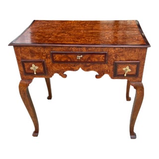 18th Century English George I Burr Walnut Lowboy Circa 1710 For Sale