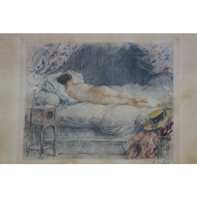 Antique Signed Antoine Calbet Awakening the Sleeping Beauty Etching 25" For Sale - Image 6 of 11