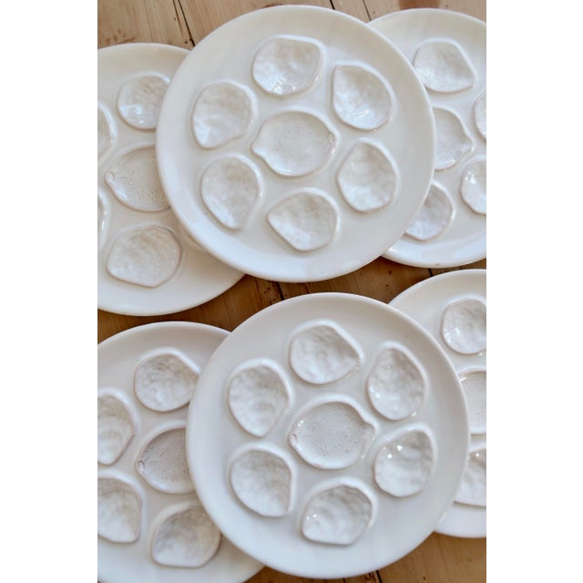 Vintage Earthenware Oyster Plates, 1960s, Set of 6 For Sale - Image 4 of 8