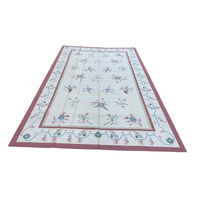 Indian Handmade Indian Dhurrie | Pastel Flatweave Kilim | 12x18 For Sale - Image 3 of 6