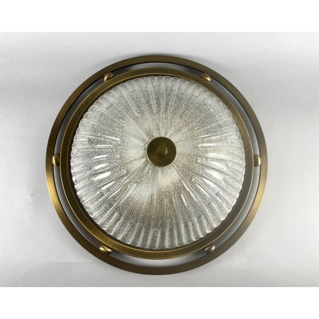 Amazing vintage ceiling lamp. Brass and glass large flush mount fixture by fisher leuchten, germany, 1960-70s. a lamp is a...