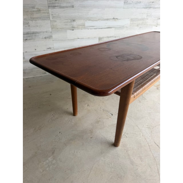 Brown Mid-Century Modern Teak and Cane Coffee Table by Hans J. Wegner for Andreas Tuck For Sale - Image 8 of 10