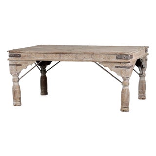 Vintage Indian Bleached Teakwood Dining Table For Sale