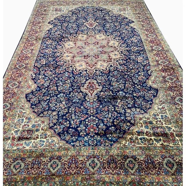 1960s Persian Kerman Area Rug 11’11” X 19’9″ For Sale In Dallas - Image 6 of 13