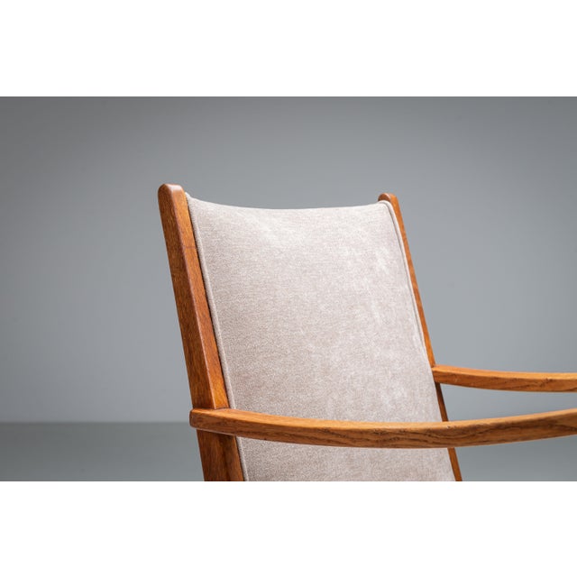 Oak Armchair with Curved Armrests, 1940s For Sale - Image 12 of 17
