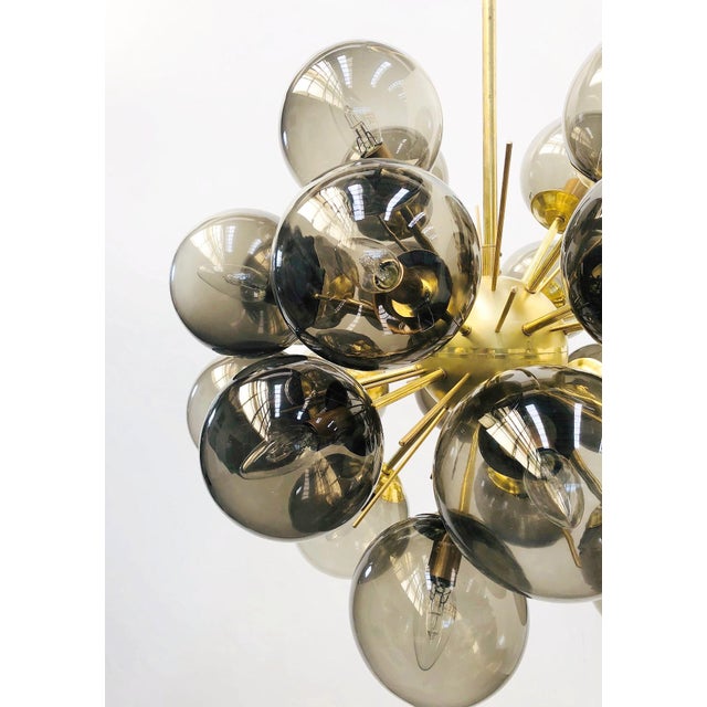 Italian 21st Century Ventiquattro Natural Brass Smoky Murano Sputnik Chandelier by Fabio LTD For Sale - Image 3 of 7