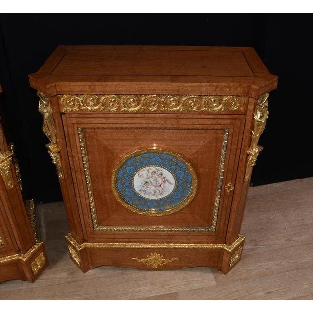 Wood French Napoleon III Satinwood Side Cabinets, 1910s, Set of 2 For Sale - Image 7 of 13