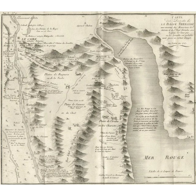 Beige Antique Map of the Red Sea & Basse Thebaide with Monastery Plans, Egypt, 1777 For Sale - Image 8 of 10