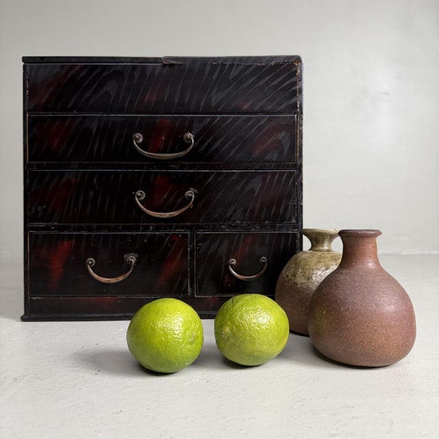 Contemporary Japanese Lacquered Kodansu Storage Cabinet or Writing Box,, 1920s For Sale - Image 3 of 14