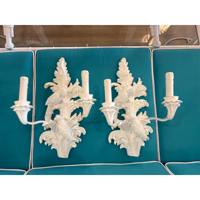 Vintage Palm Beach Pair of Parrot Bird Wall Light Sconces Newly Wired For Sale - Image 10 of 12