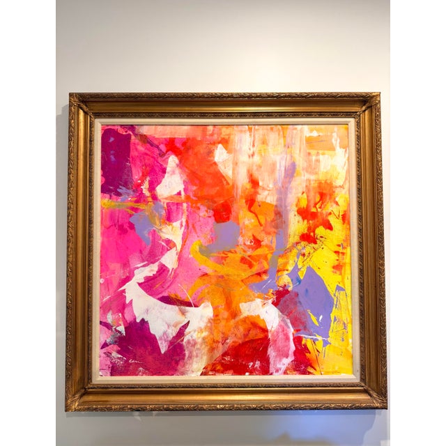 Cerise Large Original Abstract Painting "Street Candy" Signed Arlene Carr For Sale - Image 8 of 10