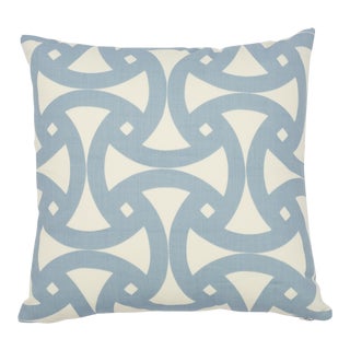 Schumacher X Trina Turk Santorini Print Indoor & Outdoo 20" Pillow in Sky For Sale