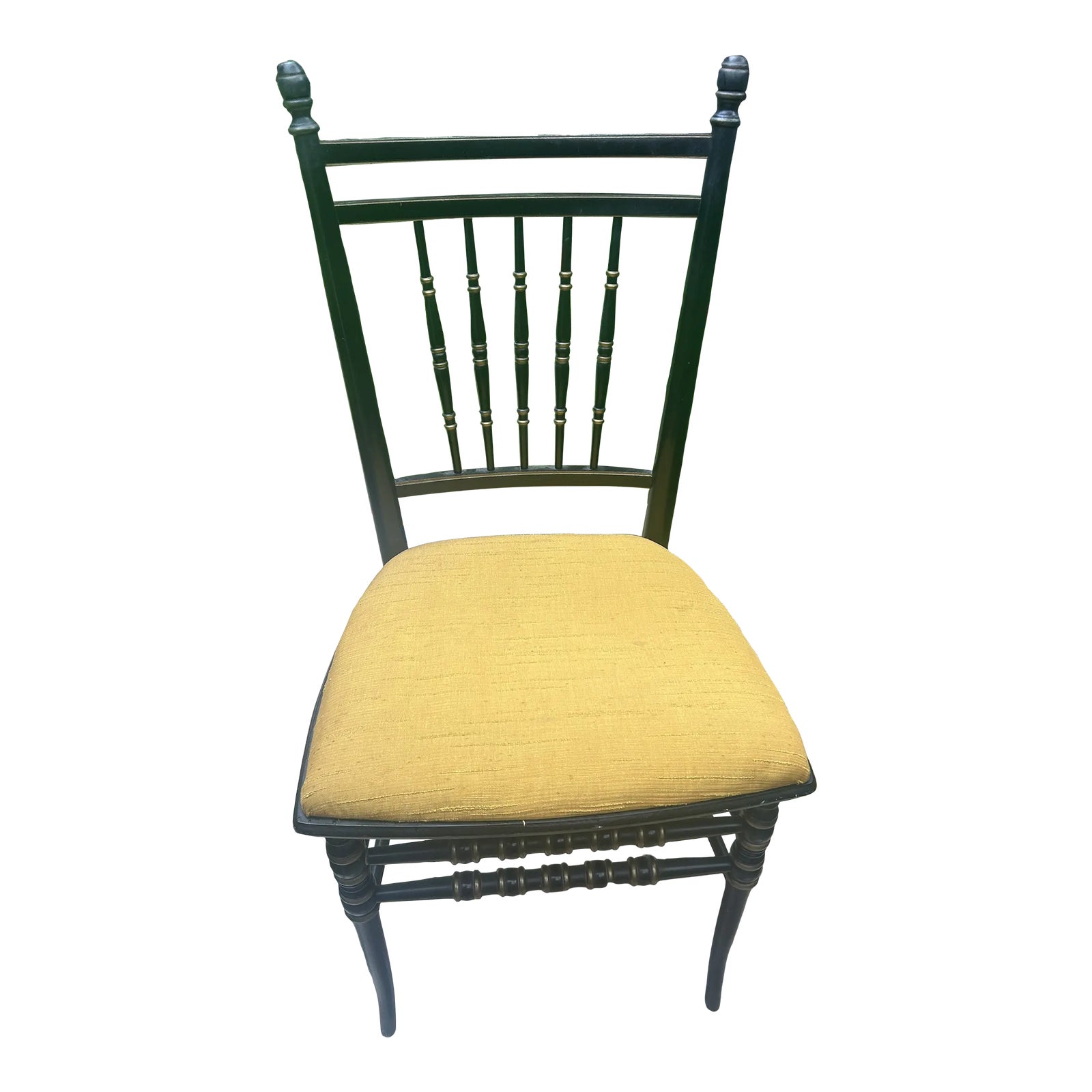 1960s Vintage Ebonized Black and Gold Regency Side Chair by Tell City