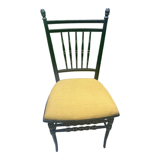 1960s Vintage Ebonized Black and Gold Regency Side Chair by Tell City Chair Company For Sale