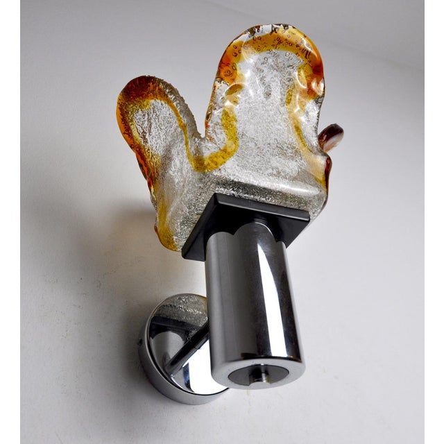 Frosted Murano Glass Wall Lamp from Mazzega, Italy, 1960s For Sale - Image 6 of 8