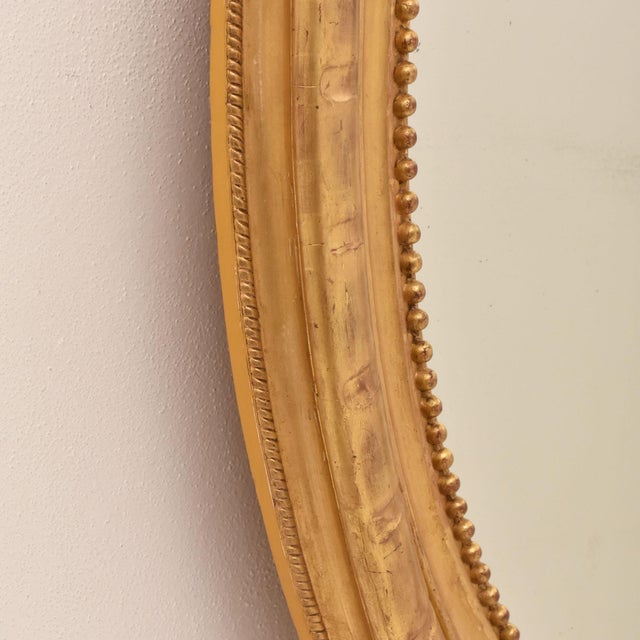 Gold Large Antique Round Gilt Wall Mirror with Flowers and Scrolls, 19th Century For Sale - Image 8 of 11