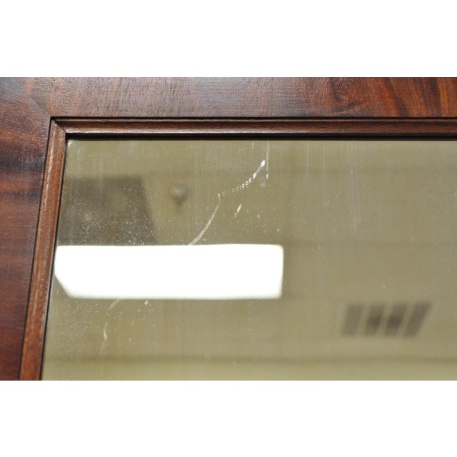 Wood Antique American Empire Crotch Mahogany Wood Frame Rectangular Wall Mirror For Sale - Image 7 of 14
