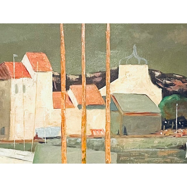 1960s Pierre Palue French Marine Fishing Boats Signed Oil on Canvas For Sale - Image 4 of 12